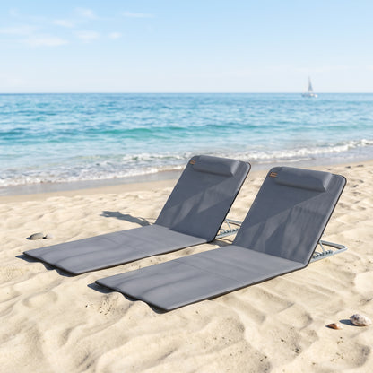 Outsunny Conjunto De 2 Esterillas De Playa Plegable 134x48x33-43 Cm Gris_1
