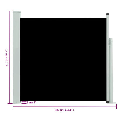 Vidaxl Toldo Lateral Retráctil De Jardín Negro 170x300 Cm_2