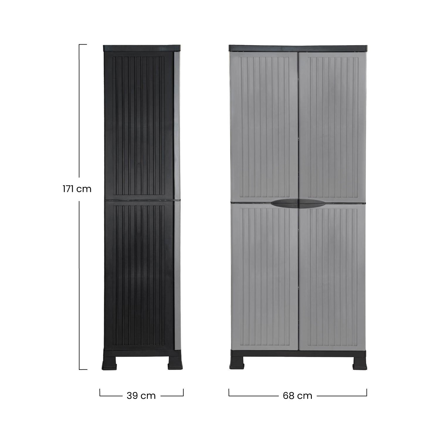 Armario De Resina Exterior Con Escobero Y 4 Baldas 171x68x39cm 7house_5