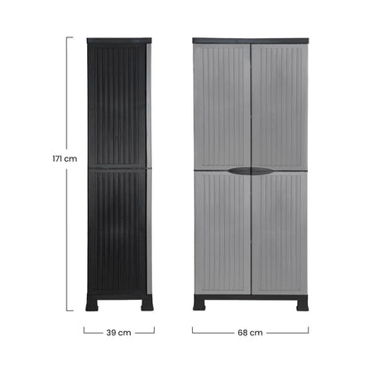 Armario De Resina Exterior Con Escobero Y 4 Baldas 171x68x39cm 7house_5