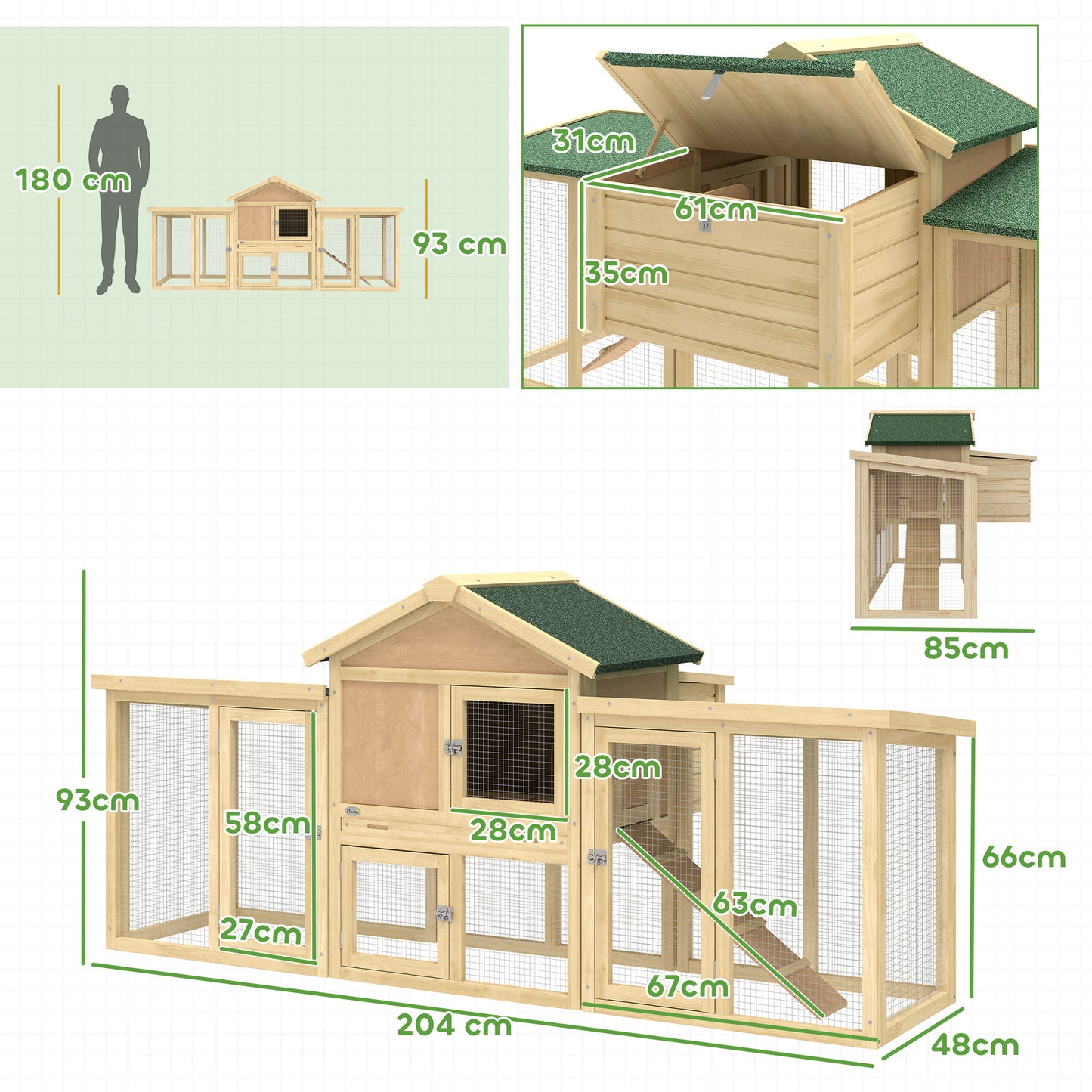 Pawhut Gallinero Para Exterior Grande De Madera_2