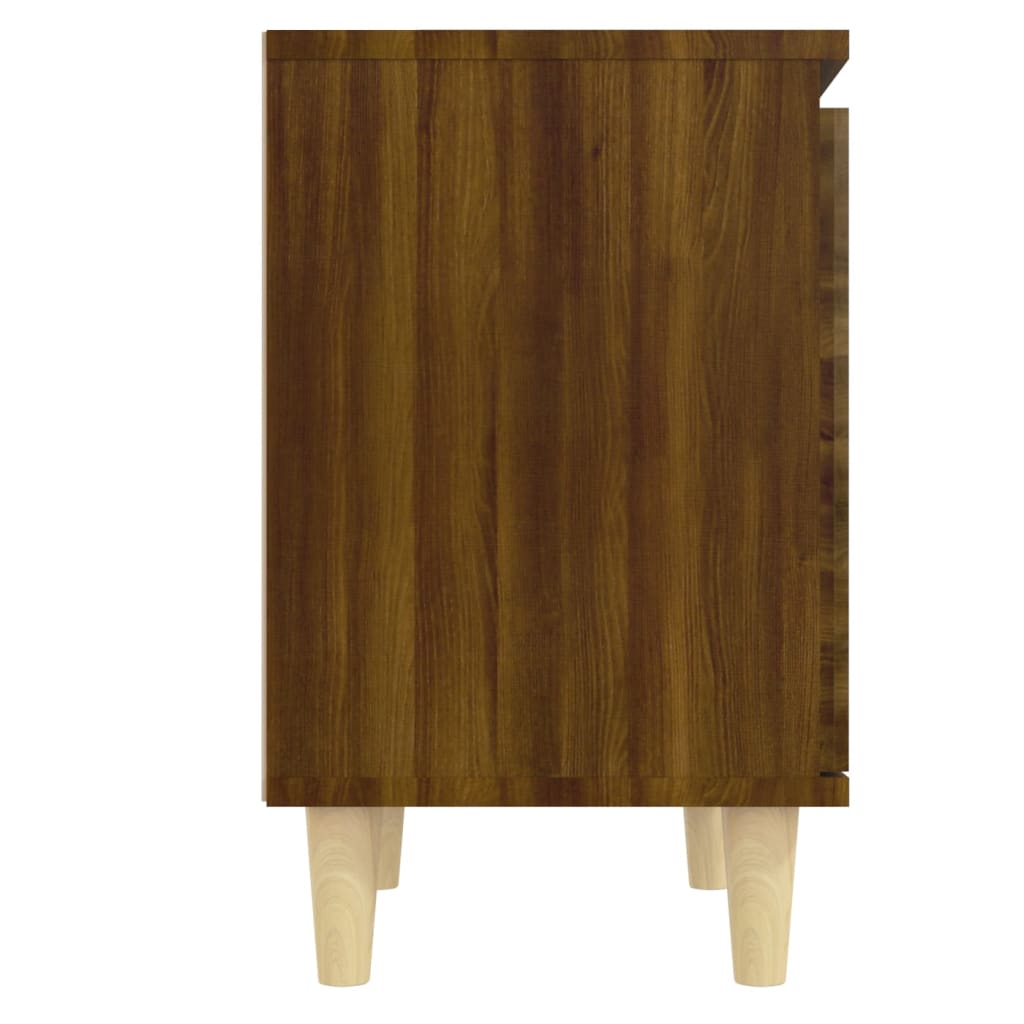 Mesita De Noche Con Patas Madera Maciza Marrón Roble 40x30x50cm_4