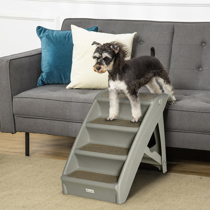 Pawhut Escalera Plegable Para Mascotas 4 Peldaños Con Alfombras Antideslizantes_1