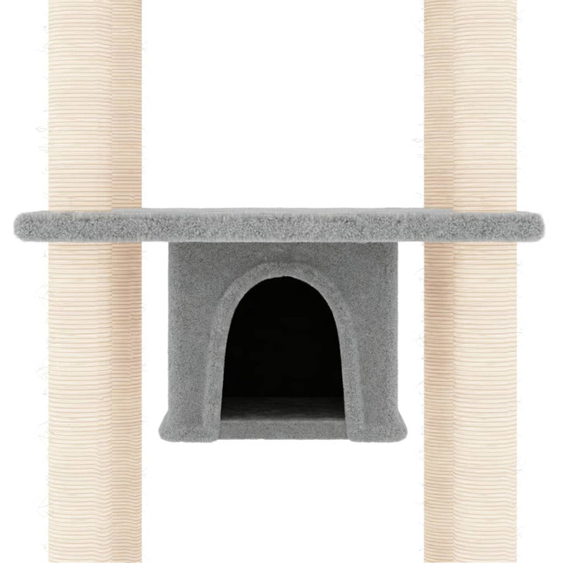 Vidaxl Rascador Para Gatos Con Postes De Sisal Gris Claro 169 Cm_5