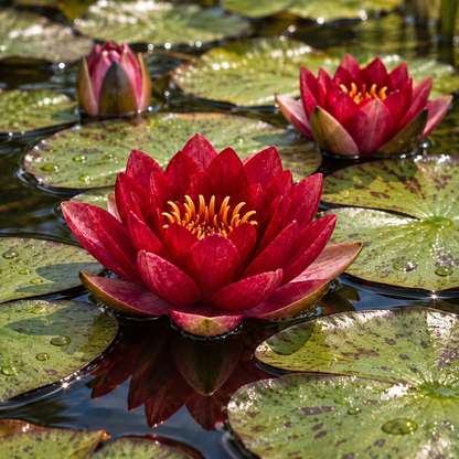 Nenúfar Rojo - Set Completo - Incl. Cesta Sustrato Grava Y Alimento_1