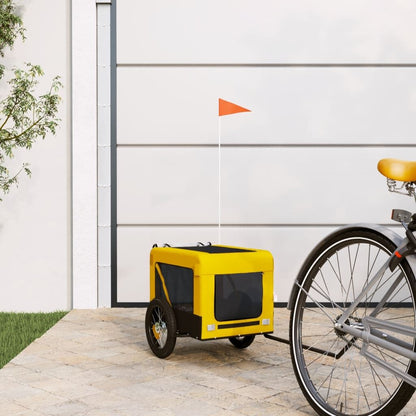 Vidaxl Remolque Bicicleta Mascotas Hierro Tela Oxford Amarillo Negro_1