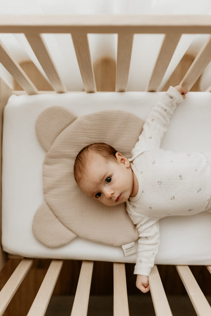 Almohada Plana Osito Para Bebe Muselina Sand