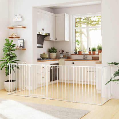 Pawhut Barrera Para Perros Plegable Puerta Con Cierre Doble Blanco_1
