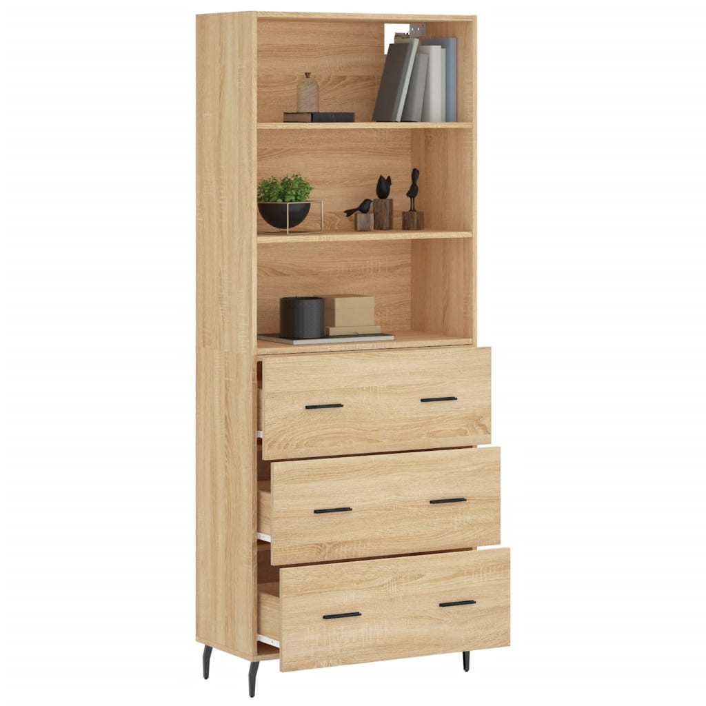 Aparador Alto Madera Contrachapada Color Roble 69,5x34x180 Cm_2