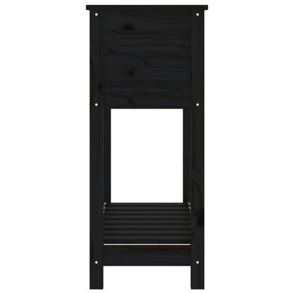 Jardinera Con Estante Madera Maciza Pino Negro 82,5x34,5x81 Cm_5