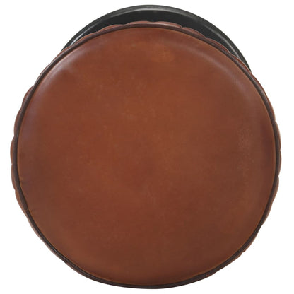 Taburete De Cocina De Cuero Auténtico Marrón_0