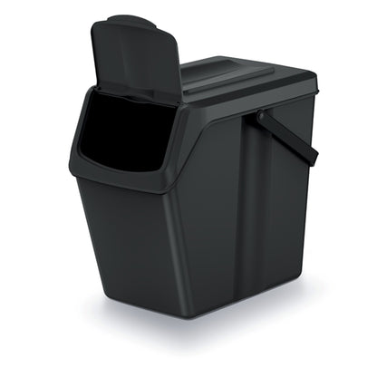Set De 3 Cubos De Basura Keden Sortibox 100% Plástico Reciclado, Negro, Volumen 3x25l