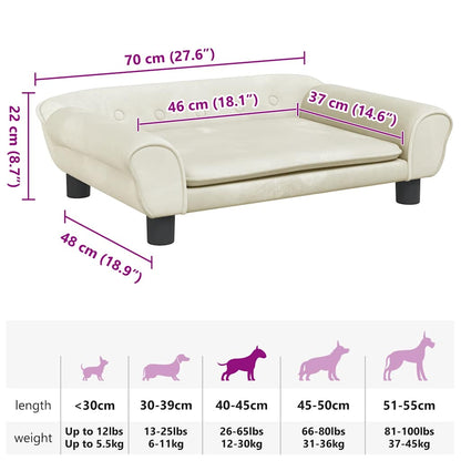 Vidaxl Cama Para Perros De Terciopelo Crema 70x48x22 Cm_2