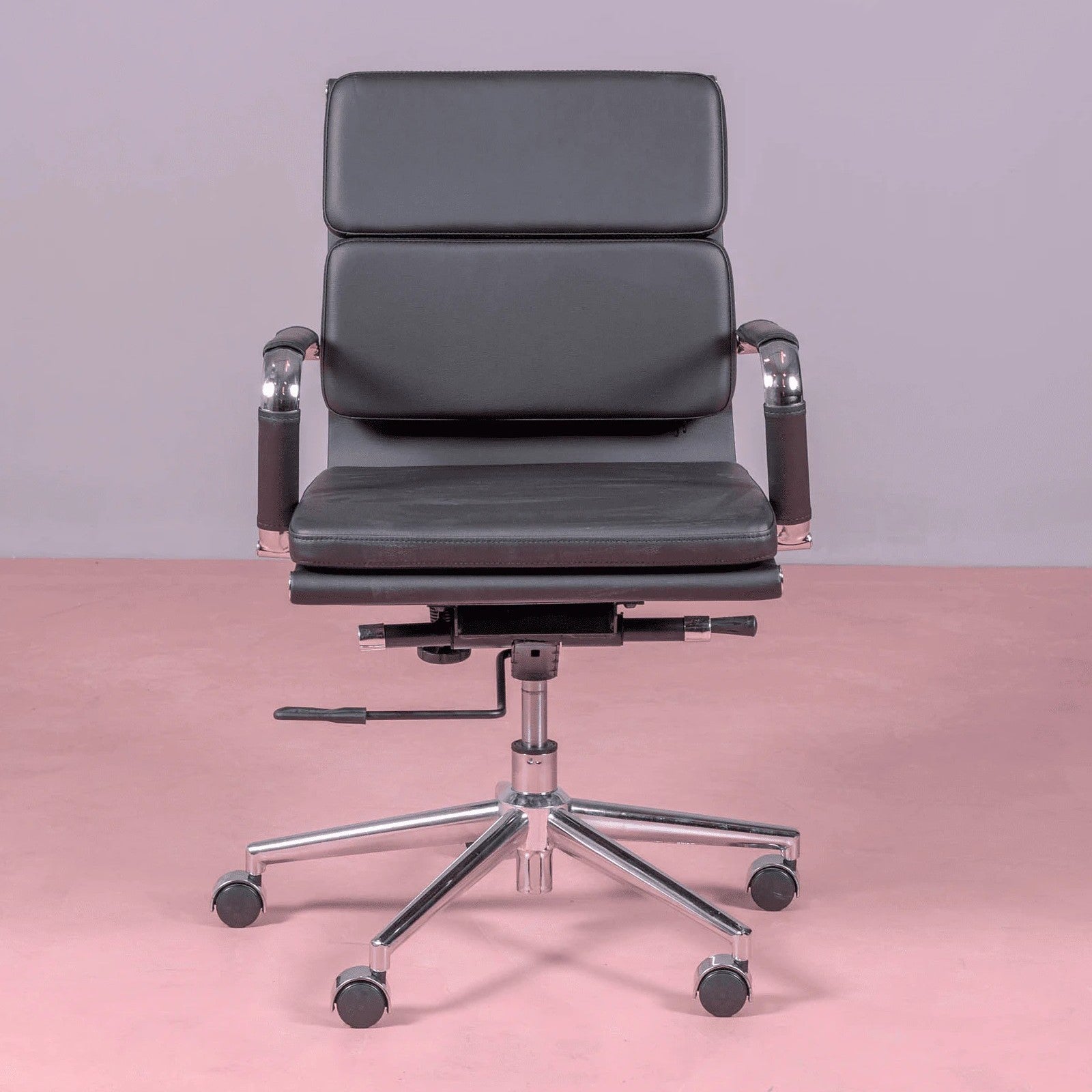 Silla De Escritorio Con Ruedas Y Respaldo Acolchado En Polipiel - Alu S_3
