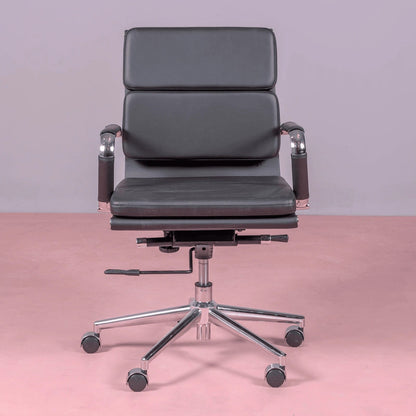 Silla De Escritorio Con Ruedas Y Respaldo Acolchado En Polipiel - Alu S_3