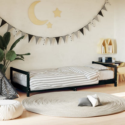 Vidaxl Estructura De Cama Para Niños Madera De Pino Negro 90x190 Cm_1