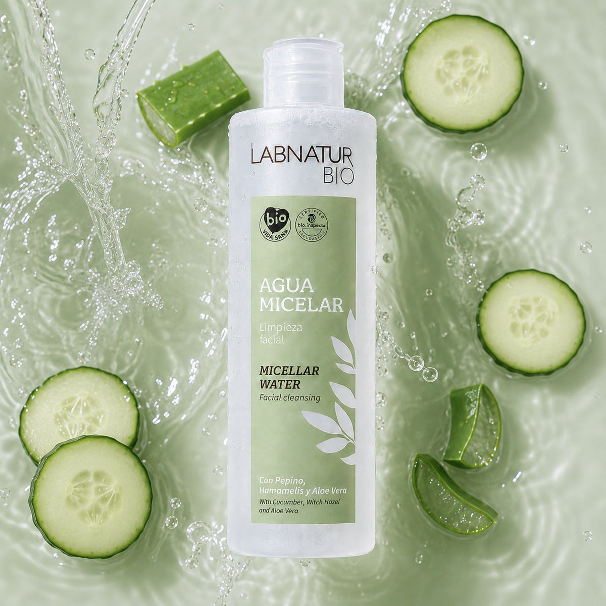 Agua Micelar Facial Labnatur Bio 250 ml | Limpia y Desmaquilla | Aloe Vera, Pepino y Hamamelis | Piel Sensible | Vegano_3