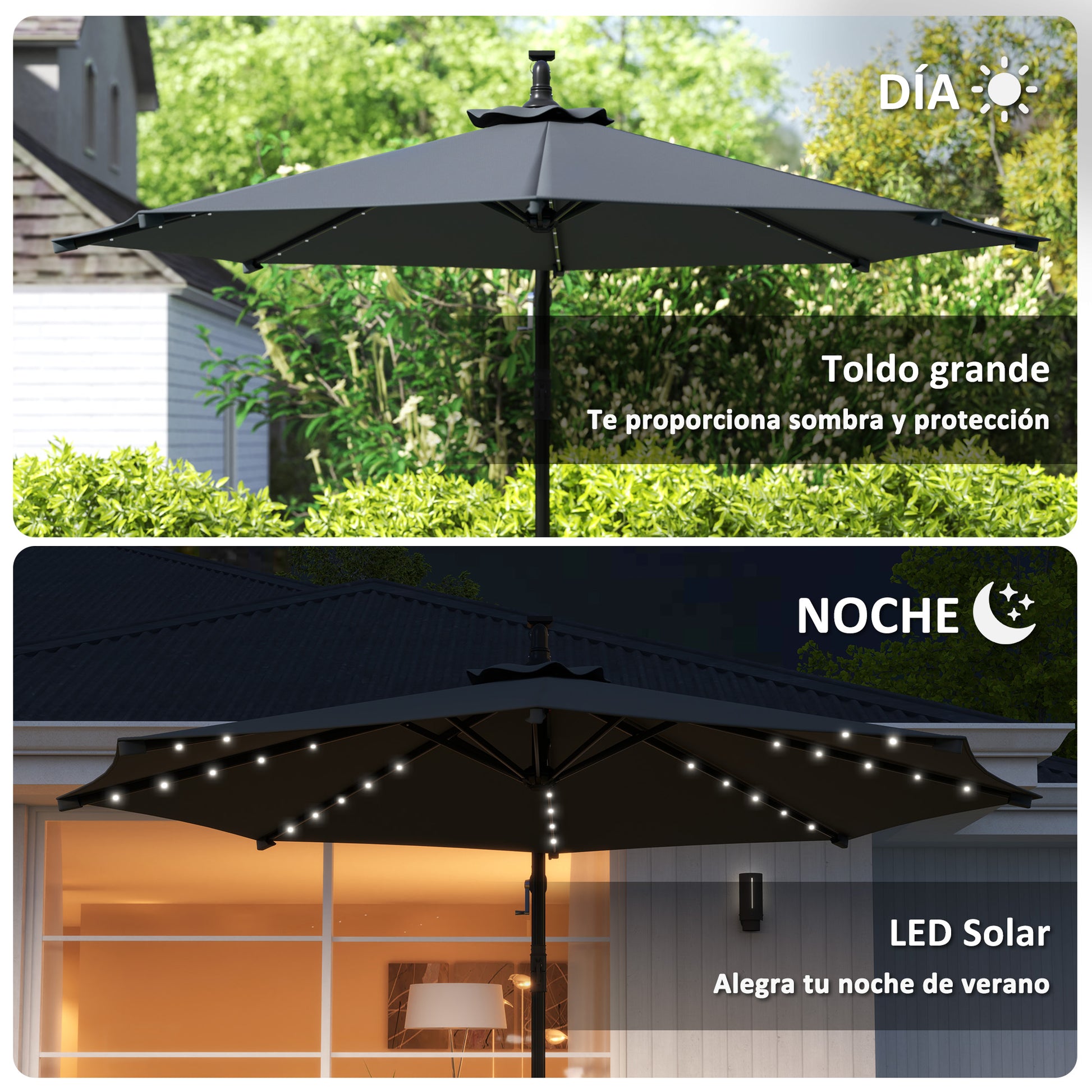 Outsunny Parasol Excéntrico Ø 294 Cm Con Base Cruzada Manivela Anti-uv 30+ Gris_5