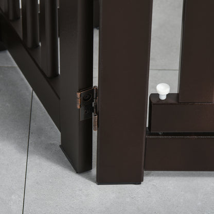 Pawhut Barrera Para Perros Plegable De Madera Con 1 Puerta 155x35,5x76 Cm Café_3