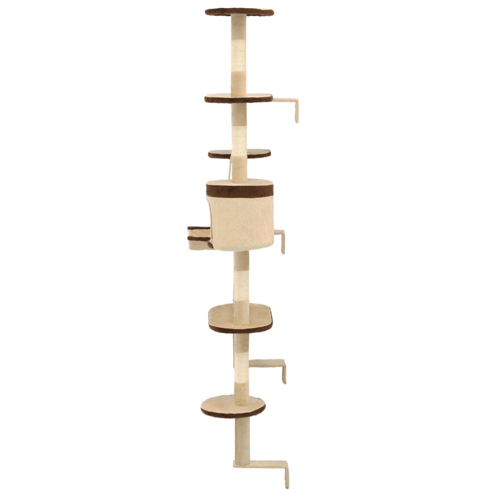 Vidaxl Rascador De Gato De Pared Postes De Sisal 194 Cm Beige Y Marrón_3