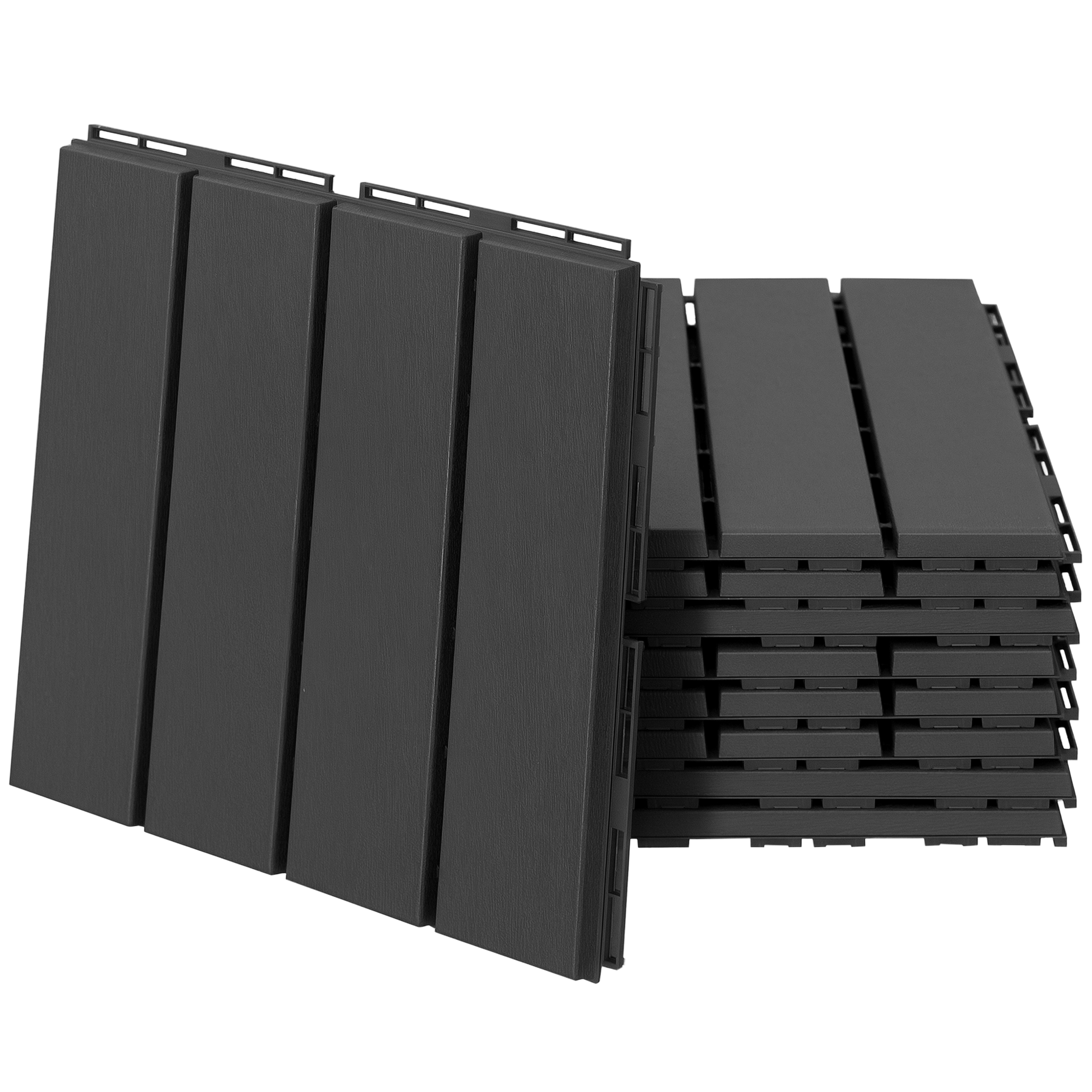 Outsunny Baldosas Cuadradas Para Suelos Antideslizantes Exteriores Interiores Paquete De 9 Piezas 0.81 M² 30x30 Cm Negro_0