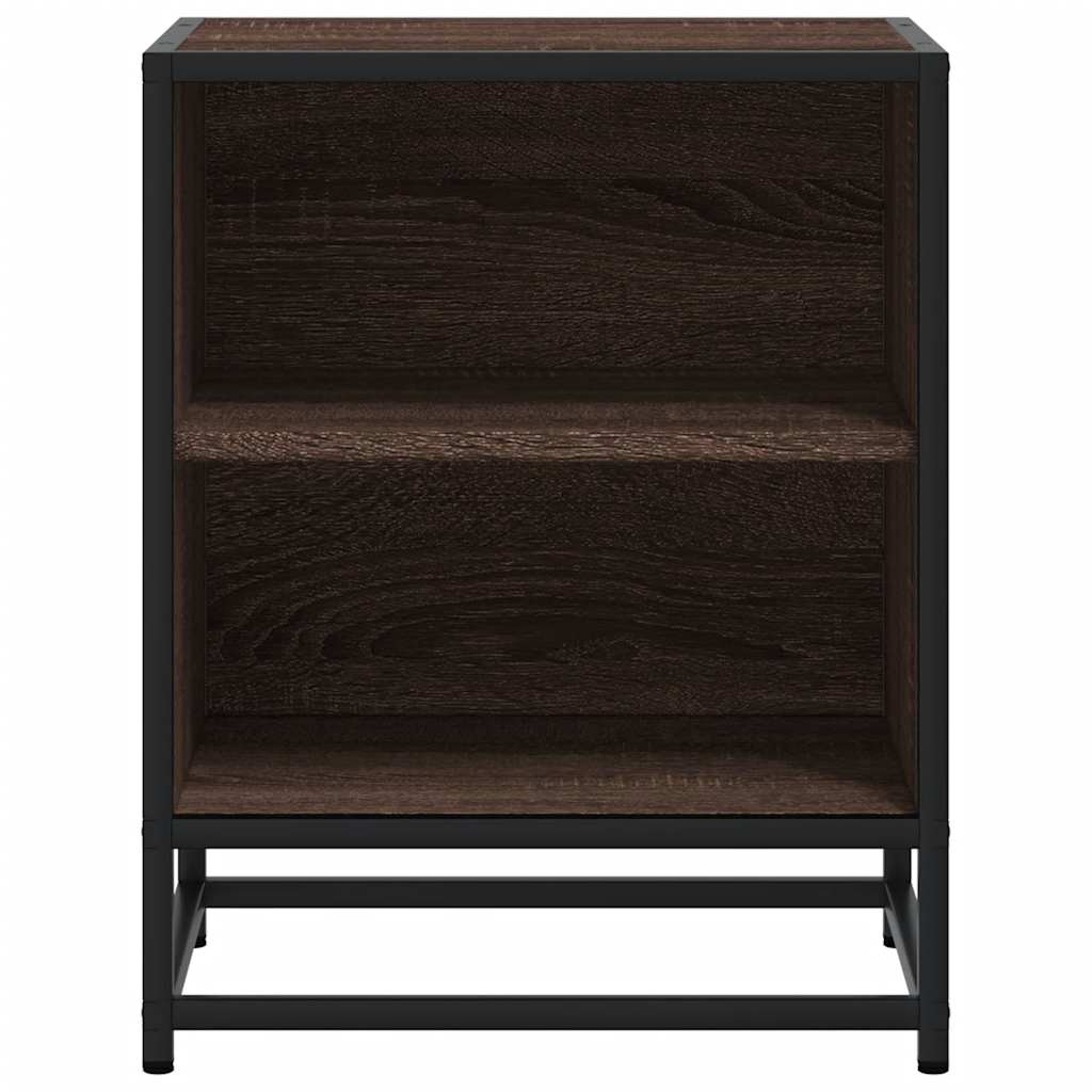 Mesita De Noche Madera Ingeniería Roble Marrón 40x31x50cm Metal_3