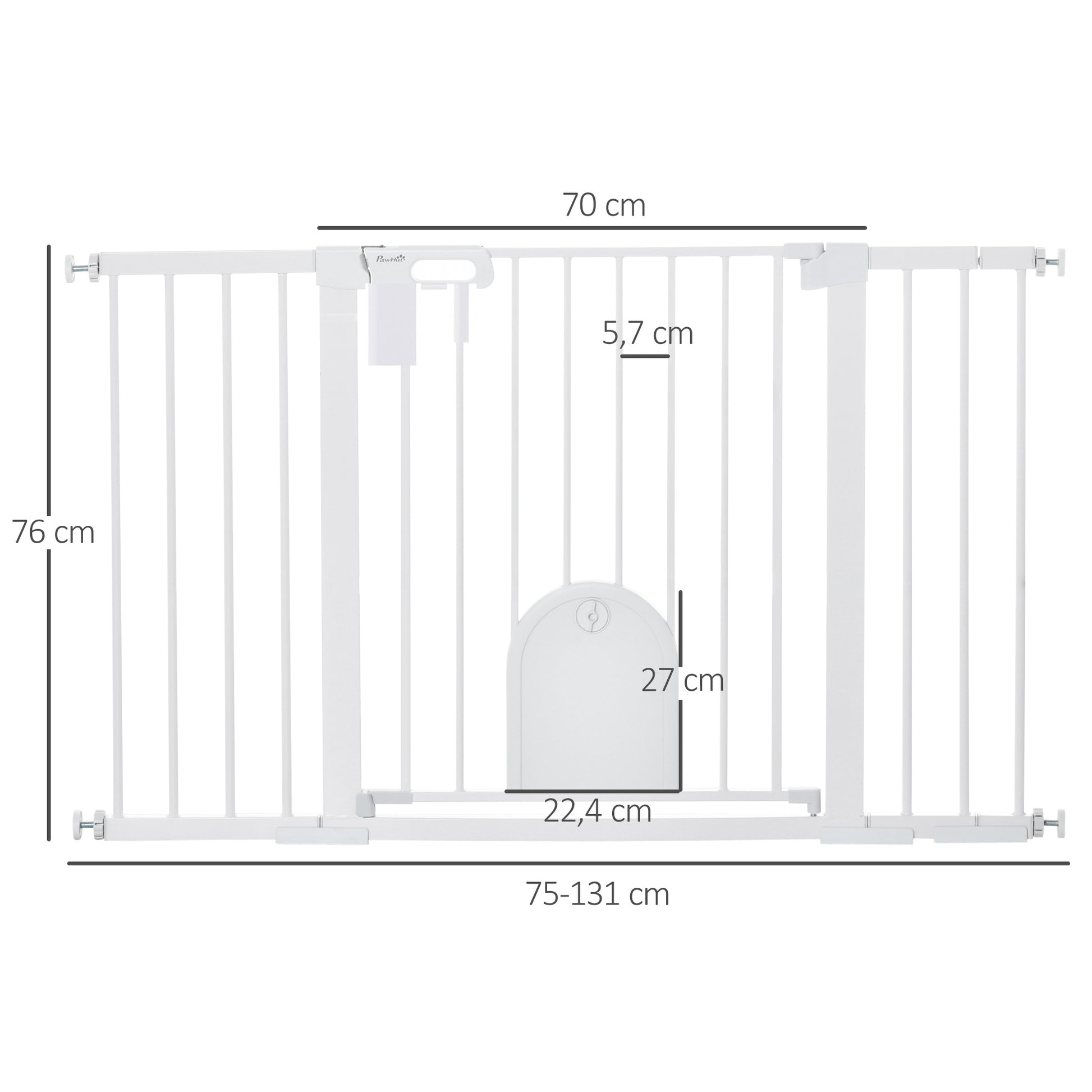 Pawhut Barrera De Seguridad Para Escaleras Y Puertas 75-131 Cm Blanco_2