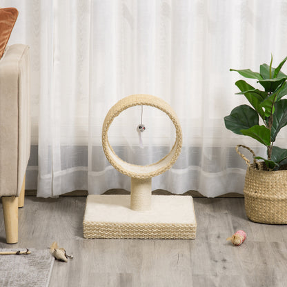 Pawhut Árbol Para Gatos Pequeño Con Túnel Poste Rascador Yute Juguete Colgante_4