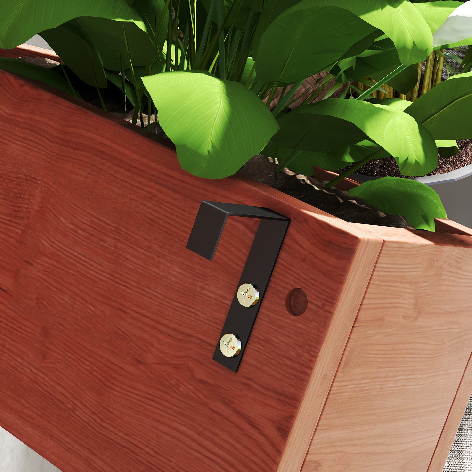 Outsunny Jardinera De Pared Con Enrejado De Madera 3 Macetas Móviles 60x16x80 Cm_4