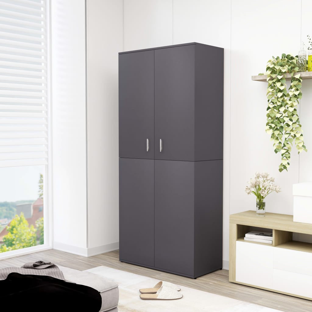 Vidaxl Mueble Zapatero De Madera Contrachapada Gris 80x39x178 Cm_1