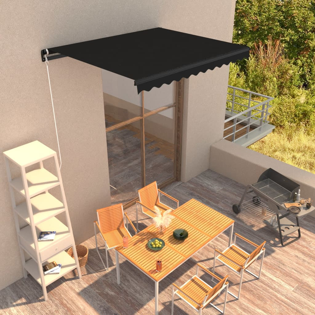 Vidaxl Toldo Retráctil Manual Gris Antracita 350x250 Cm_1