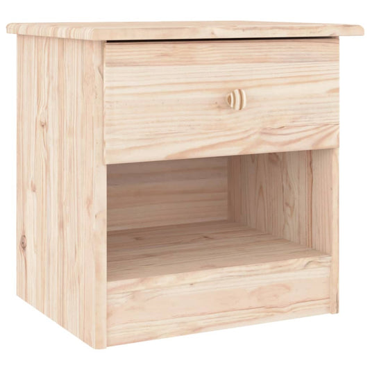 Mesita De Noche Alta Madera Maciza De Pino 41x35x41 Cm_0