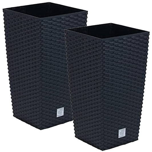 2 Unidades De Maceta Rato De 26,6 Litros Con Inserto 26,5 X 26,5 X 50 Cm En Color Antracita_0