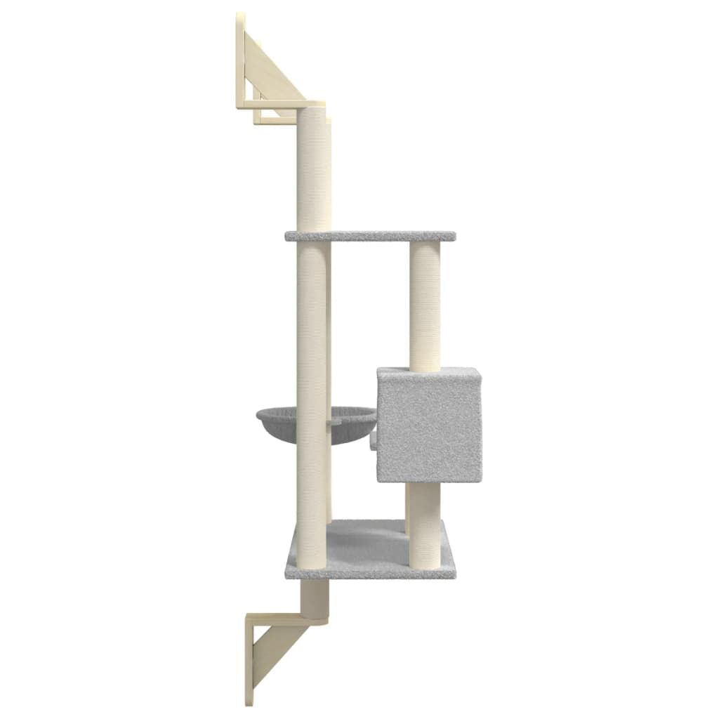 Vidaxl Árbol Rascador Para Gatos De Pared Gris Claro 153 Cm_4