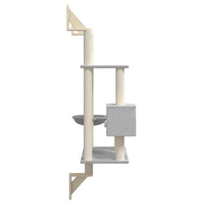 Vidaxl Árbol Rascador Para Gatos De Pared Gris Claro 153 Cm_4