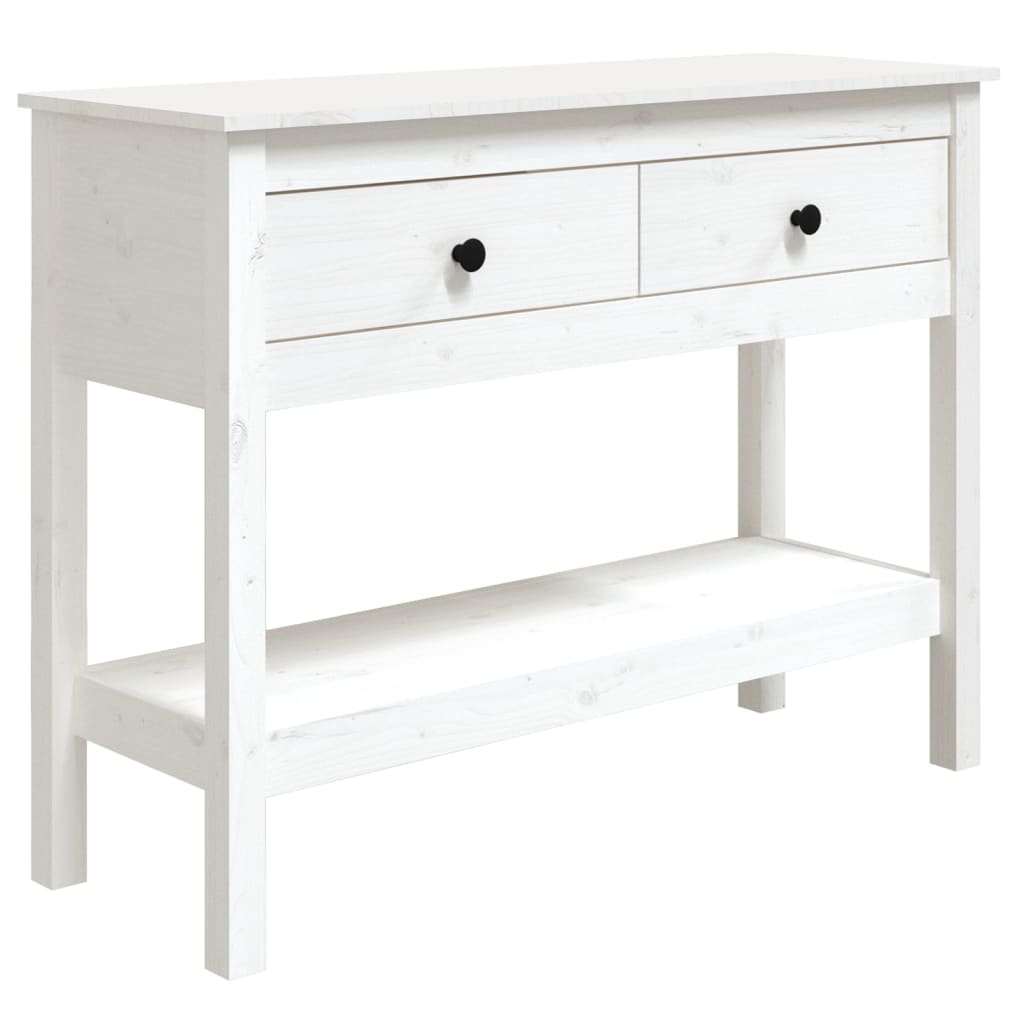 Mesa Consola De Madera Maciza De Pino Blanco 100x35x75 Cm_0