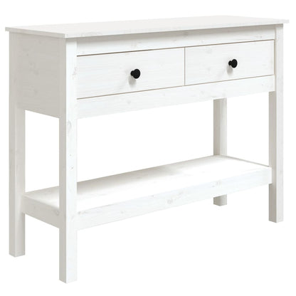 Mesa Consola De Madera Maciza De Pino Blanco 100x35x75 Cm_0