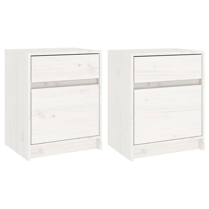 Mesitas De Noche 2 Uds Madera Maciza Pino Blanco 40x31x50 Cm_0