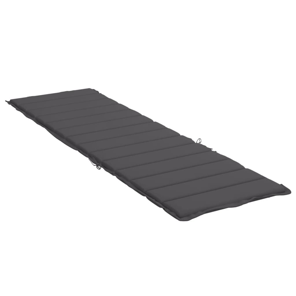 Vidaxl Cojín De Tumbona De Tela Oxford Gris Antracita 200x70x3 Cm_3