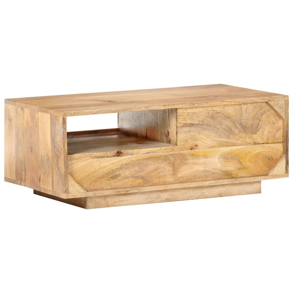 Mesa De Centro De Madera Maciza De Mango 90x50x35 Cm_2