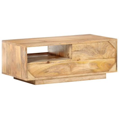 Mesa De Centro De Madera Maciza De Mango 90x50x35 Cm_2