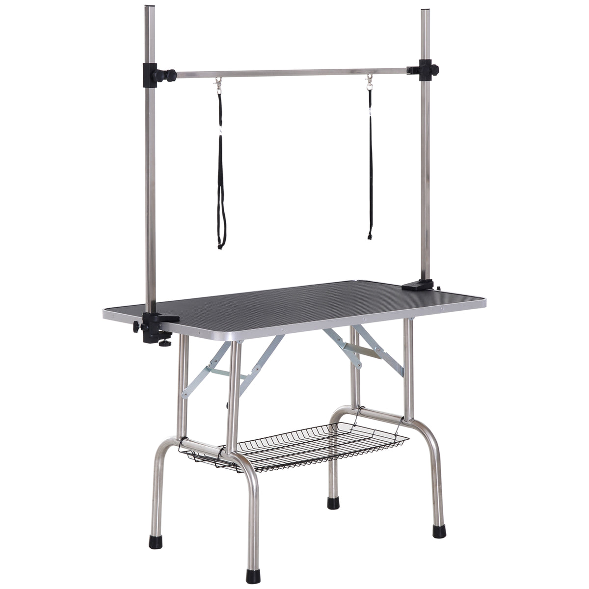 Pawhut Mesa De Peluquería Para Mascotas Plegable 107x60x170 Cm Negro_0