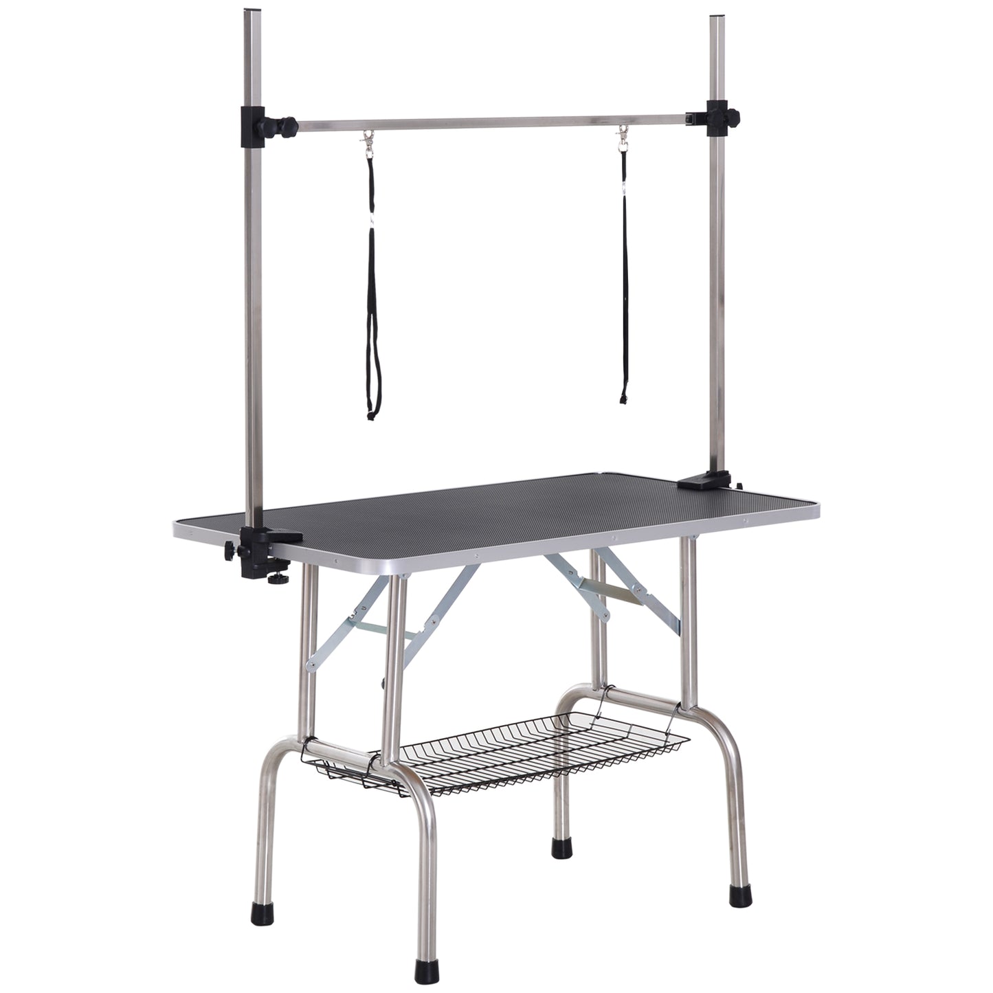 Pawhut Mesa De Peluquería Para Mascotas Plegable 107x60x170 Cm Negro_0