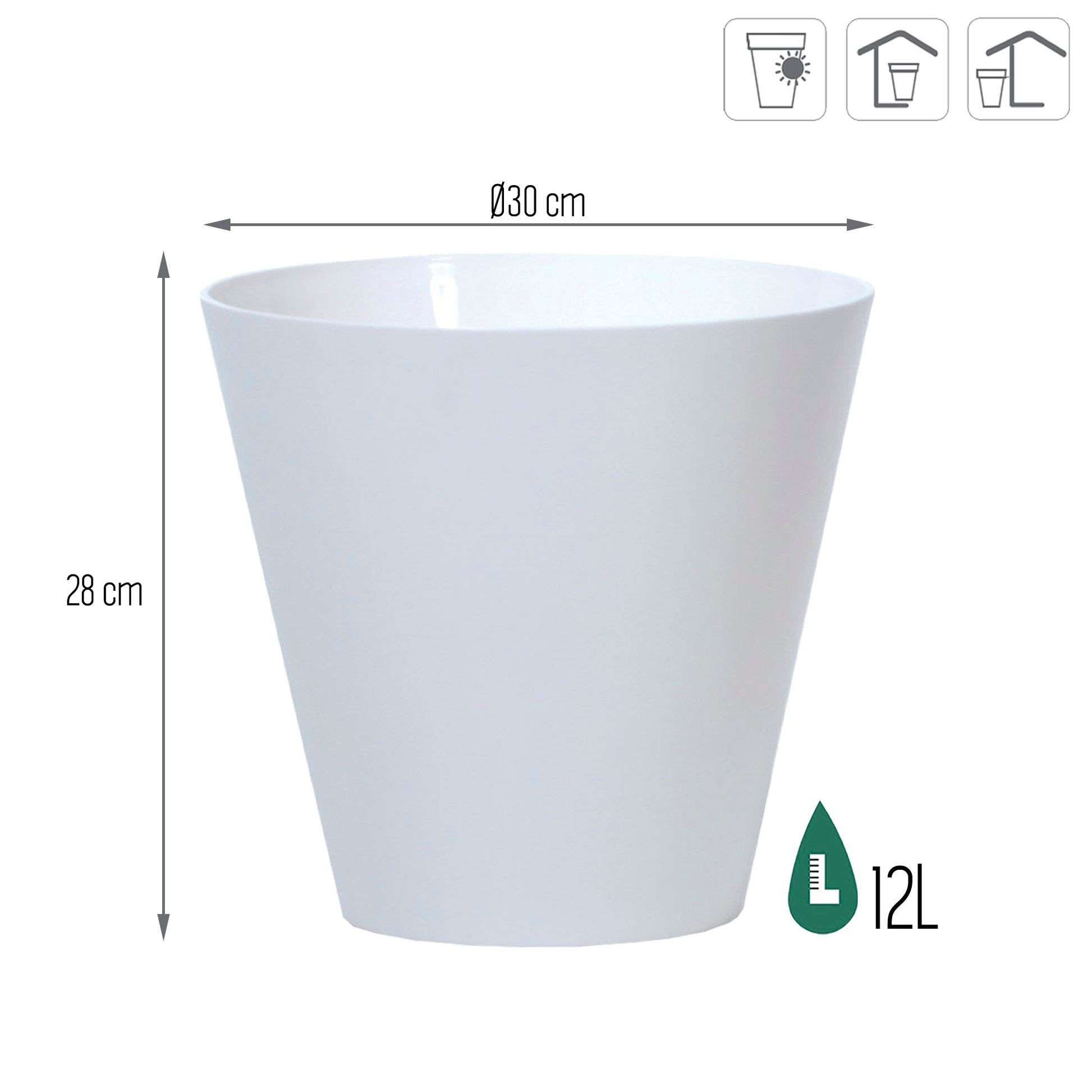 Maceta Tubus 12l., Dimensiones (mm) 300x300x280, Color Blanco_2