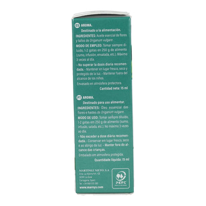 Aceite Esencial Alimentario De Oregano Marnys 15 ml
