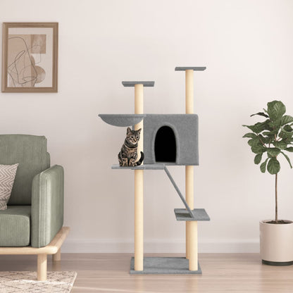 Rascador Para Gatos Con Postes De Sisal Gris Claro 143 Cm_1