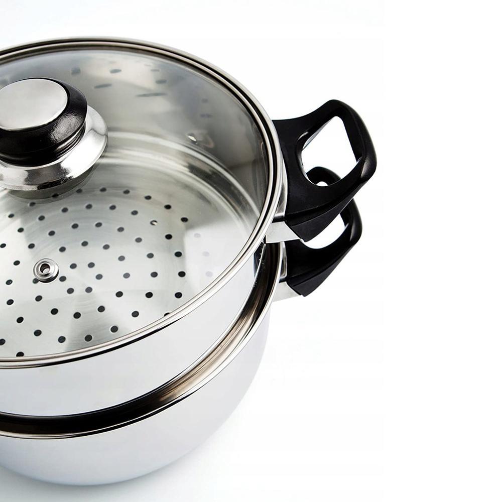 Cacerola Vapor Inoxidable Tapa Vidrio 22 Cm_2