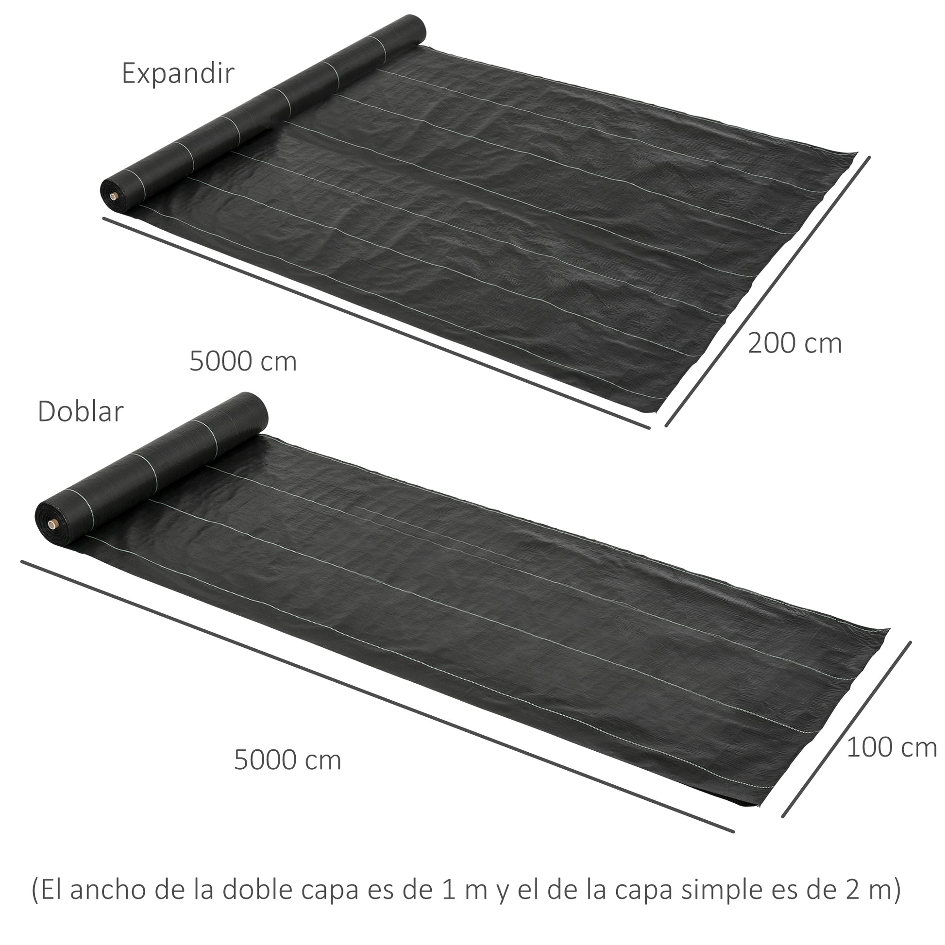 Outsunny Rollo De Malla Geotextil 2x50 M Malla De Jardín Contra Malas Hierbas_2