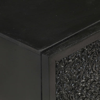Mesita De Noche Madera Maciza Acacia Y Mango Negro 40x30x50 Cm_3