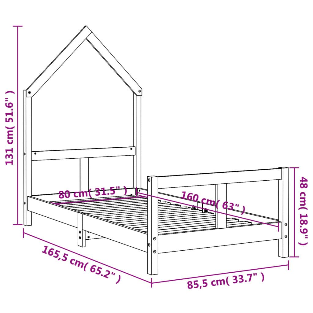 Vidaxl Estructura De Cama Para Niños Madera De Pino Blanco 80x160 Cm_2